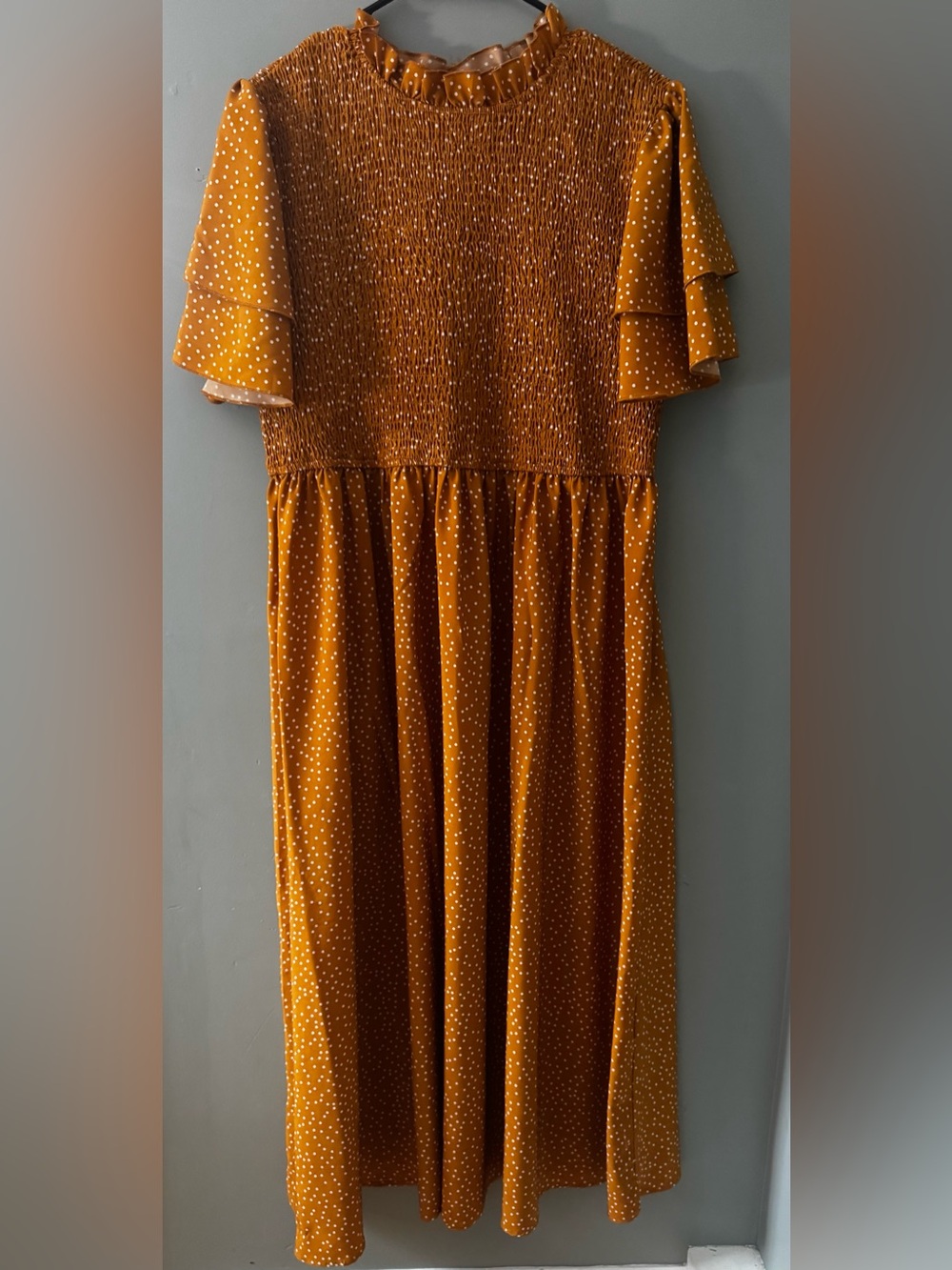 SHEIN Mustard Polka Dot Maxi Dress